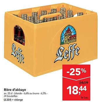 Promotions Bière d`abbaye - Leffe - Valide de 25/09/2019 à 08/10/2019 chez Makro