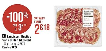 Promoties Saucisson rustico sans gluten negroni - Negroni - Geldig van 17/09/2019 tot 30/09/2019 bij Super Casino