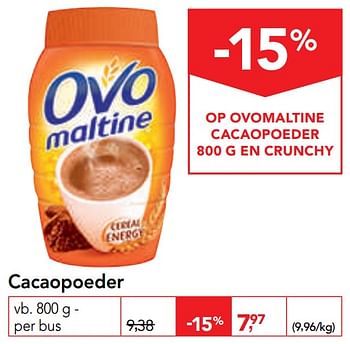 Promotions Cacaopoeder - Ovomaltine - Valide de 25/09/2019 à 08/10/2019 chez Makro