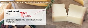 Promoties Comté fruité - Huismerk - Alvo - Geldig van 25/09/2019 tot 01/10/2019 bij Alvo