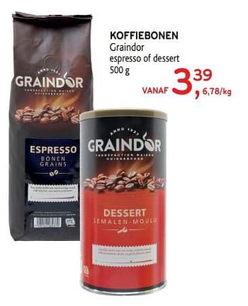 Promoties Koffiebonen graindor espresso of dessert - Graindor - Geldig van 25/09/2019 tot 08/10/2019 bij Alvo