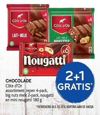Promoties Chocolade côte d`or 2+1 gratis - Cote D'Or - Geldig van 25/09/2019 tot 08/10/2019 bij Alvo