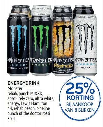 Promoties Energydrink monster 25% korting bij aankoop van 8 blikken - Monster - Geldig van 25/09/2019 tot 08/10/2019 bij Alvo