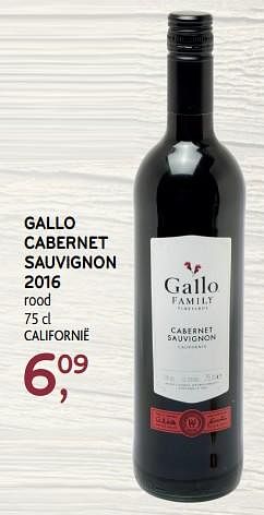 Promoties Gallo cabernet sauvignon 2016 rood - Rode wijnen - Geldig van 25/09/2019 tot 08/10/2019 bij Alvo