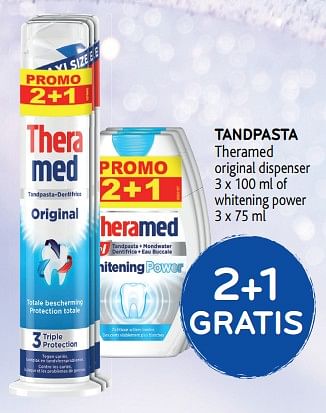 Promoties Tandpasta theramed 2+1 gratis - Theramed - Geldig van 25/09/2019 tot 08/10/2019 bij Alvo