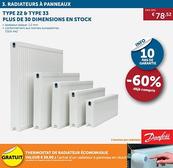 Promotions Type 22 + type 33 plus de 30 dimensions en stock - Danfoss - Valide de 24/09/2019 à 21/10/2019 chez Zelfbouwmarkt
