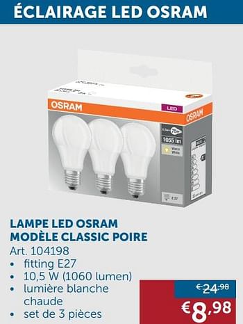 Promotions Lampe led osram modèle classic poire - Osram - Valide de 24/09/2019 à 21/10/2019 chez Zelfbouwmarkt