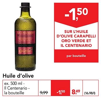 Promotions Huile d`olive - Carapelli - Valide de 25/09/2019 à 08/10/2019 chez Makro