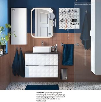 Promoties Storjorm spiegel met geïntegreerde verlichting - Huismerk - Ikea - Geldig van 23/08/2019 tot 31/07/2020 bij Ikea