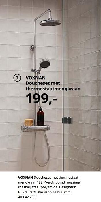Promoties Voxnan doucheset met thermostaat - mengkraan - Huismerk - Ikea - Geldig van 23/08/2019 tot 31/07/2020 bij Ikea
