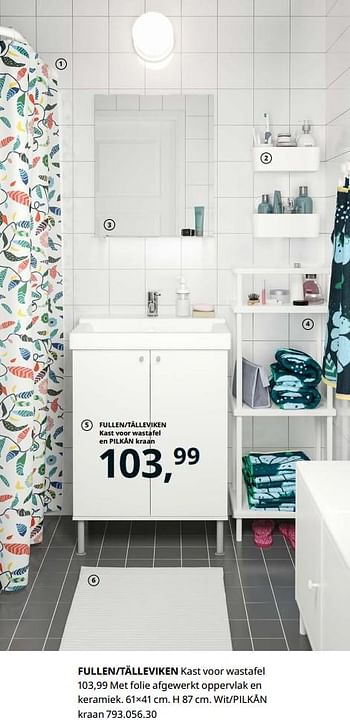 Promoties Fullen-tälleviken kast voor wastafel - Huismerk - Ikea - Geldig van 23/08/2019 tot 31/07/2020 bij Ikea