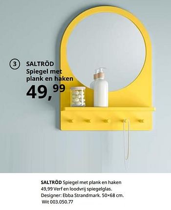 Promotions Saltröd spiegel met plank en haken - Produit maison - Ikea - Valide de 23/08/2019 à 31/07/2020 chez Ikea