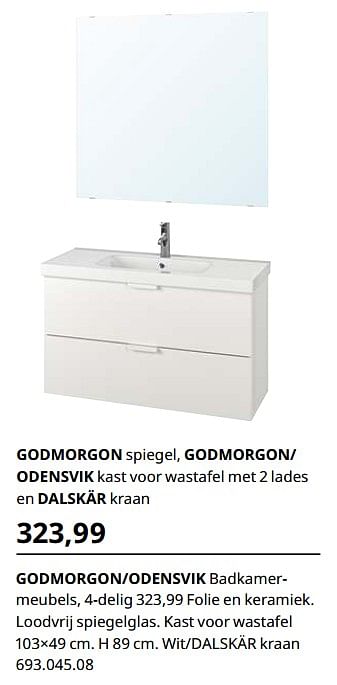 Promoties Godmorgon-odensvik badkamermeubels, 4-delig - Huismerk - Ikea - Geldig van 23/08/2019 tot 31/07/2020 bij Ikea