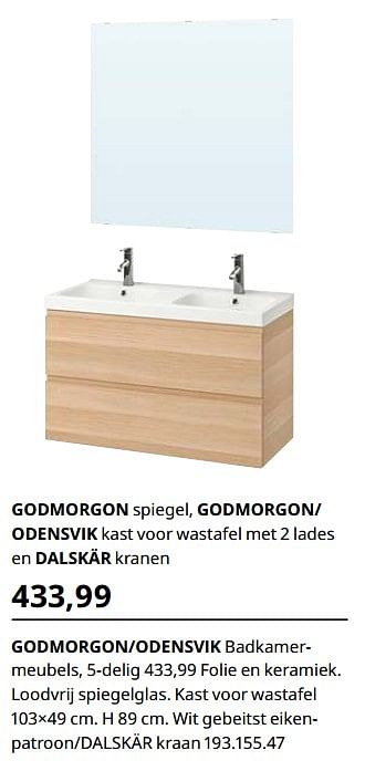 Promoties Godmorgon-odensvik badkamermeubels, 5-delig - Huismerk - Ikea - Geldig van 23/08/2019 tot 31/07/2020 bij Ikea