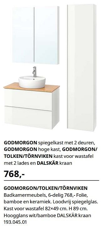 Promoties Godmorgon-tolken-törnviken badkamermeubels, 6-delig - Huismerk - Ikea - Geldig van 23/08/2019 tot 31/07/2020 bij Ikea