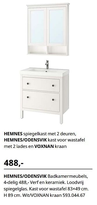 Promoties Hemnes-odensvik badkamermeubels, 4-delig - Huismerk - Ikea - Geldig van 23/08/2019 tot 31/07/2020 bij Ikea