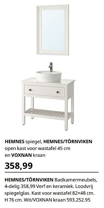 Promoties Hemnes-törnviken badkamermeubels, 4-delig - Huismerk - Ikea - Geldig van 23/08/2019 tot 31/07/2020 bij Ikea