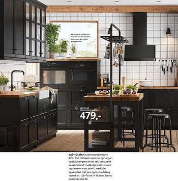 Promoties Vadholma keukeneiland met rek - Huismerk - Ikea - Geldig van 23/08/2019 tot 31/07/2020 bij Ikea