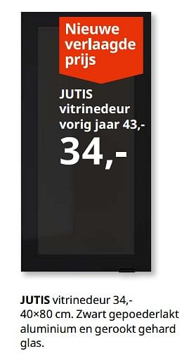 Promoties Jutis vitrinedeur - Huismerk - Ikea - Geldig van 23/08/2019 tot 31/07/2020 bij Ikea