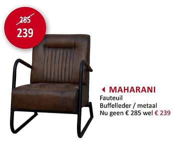 Promotions Maharani fauteuil buffelleder - metaal - Produit maison - Weba - Valide de 18/09/2019 à 17/10/2019 chez Weba