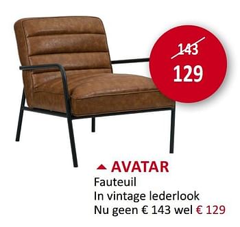 Promoties Avatar fauteuil in vintage lederlook - Huismerk - Weba - Geldig van 18/09/2019 tot 17/10/2019 bij Weba