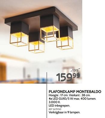 Promoties Plafondlamp montebaldo - Eglo - Geldig van 25/09/2019 tot 21/10/2019 bij BricoPlanit