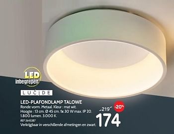 Promoties Lucide led-plafondlamp talowe - Lucide - Geldig van 25/09/2019 tot 21/10/2019 bij BricoPlanit