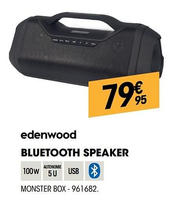 Promoties Edenwood bluetooth speaker monster box - Edenwood  - Geldig van 26/09/2019 tot 14/10/2019 bij Electro Depot