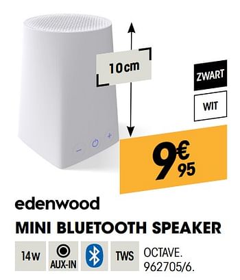 Promoties Edenwood mini bluetooth speaker octave - Edenwood  - Geldig van 26/09/2019 tot 14/10/2019 bij Electro Depot