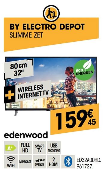 Promoties Edenwood ed32a00hd - Edenwood  - Geldig van 26/09/2019 tot 14/10/2019 bij Electro Depot