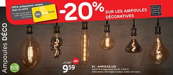 Promotions -20% sur les ampoules décoratives - Produit maison - BricoPlanit - Valide de 25/09/2019 à 21/10/2019 chez BricoPlanit