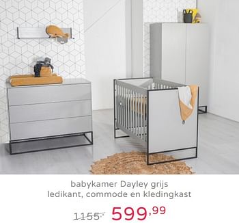 Promoties Babykamer dayley grijs ledikant, commode en kledingkast - Huismerk - Baby & Tiener Megastore - Geldig van 22/09/2019 tot 28/09/2019 bij Baby & Tiener Megastore