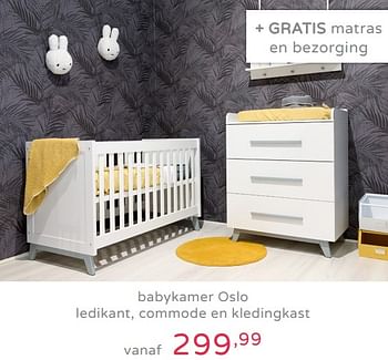 Promoties Babykamer oslo ledikant, commode en kledingkast - Huismerk - Baby & Tiener Megastore - Geldig van 22/09/2019 tot 28/09/2019 bij Baby & Tiener Megastore