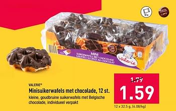 Promoties Minisuikerwafels met chocolade - Valerie - Geldig van 23/09/2019 tot 28/09/2019 bij Aldi