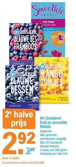 Huismerk Albert Heijn Ah Doosjevol Fruit En Smoothie Rebels Ah Doosjevol Blauwe Bessen Promotie Bij Albert Heijn