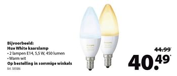 Promoties Hue white kaarslamp - Philips - Geldig van 18/09/2019 tot 30/09/2019 bij Gamma