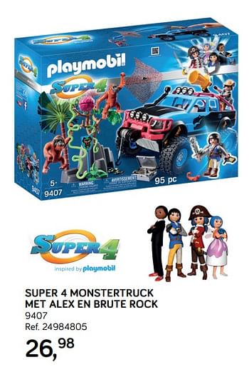 Promoties Super 4 monstertruck met alex en brute rock - Playmobil - Geldig van 24/09/2019 tot 22/10/2019 bij Supra Bazar