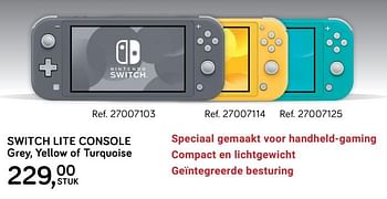 Promotions Switch lite console grey, yellow of turquoise - Nintendo - Valide de 24/09/2019 à 22/10/2019 chez Supra Bazar