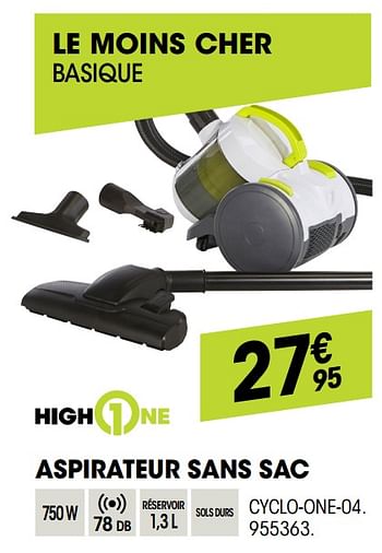 Promoties Highone aspirateur sans sac cyclo-one-04 - HighOne - Geldig van 26/09/2019 tot 14/10/2019 bij Electro Depot