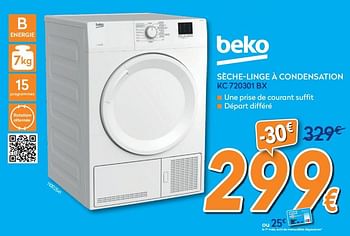 Promotions Beko sèche-linge à condensation kc 720301 bx - Beko - Valide de 25/09/2019 à 29/10/2019 chez Krefel