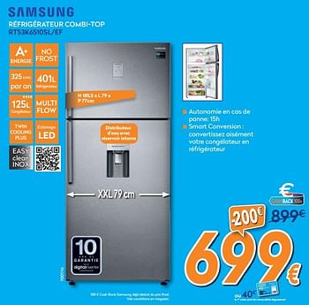 Promotions Samsung réfrigérateur combi-top rt53k6510sl-ef - Samsung - Valide de 25/09/2019 à 29/10/2019 chez Krefel