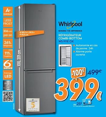 Promotions Whirlpool réfrigérateur combi-bottom w5 911e ox - Whirlpool - Valide de 25/09/2019 à 29/10/2019 chez Krefel