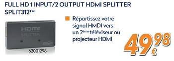 Promotions Marmitek full hd 1 input-2 output hdmi splitter split312 - Marmitek - Valide de 25/09/2019 à 29/10/2019 chez Krefel
