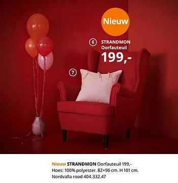 Promoties Strandmon oorfauteuil - Huismerk - Ikea - Geldig van 23/08/2019 tot 31/07/2020 bij Ikea