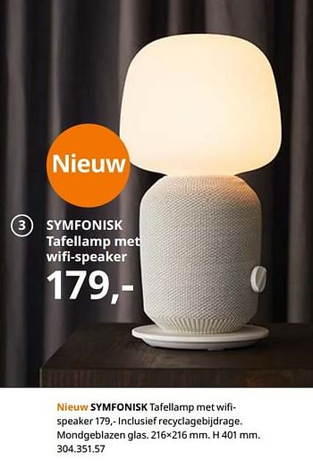 Promotions Symfonisk tafellamp met wifispeaker - Produit maison - Ikea - Valide de 23/08/2019 à 31/07/2020 chez Ikea