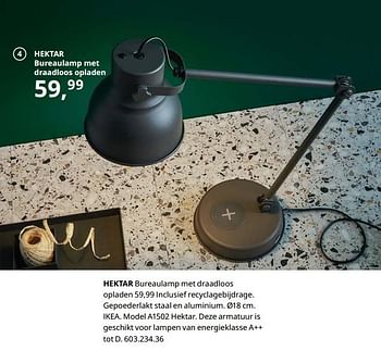 Promoties Hektar bureaulamp met draadloos opladen - Huismerk - Ikea - Geldig van 23/08/2019 tot 31/07/2020 bij Ikea