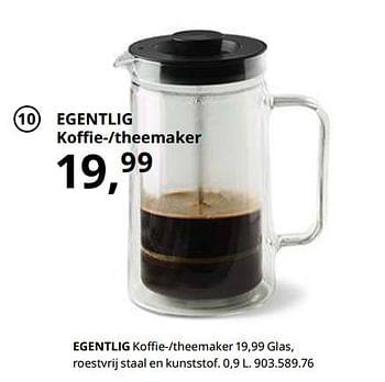 Promotions Egentlig koffie--theemaker - Produit maison - Ikea - Valide de 23/08/2019 à 31/07/2020 chez Ikea