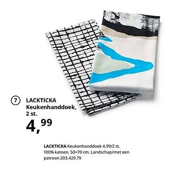 Promoties Lackticka keukenhanddoek - Huismerk - Ikea - Geldig van 23/08/2019 tot 31/07/2020 bij Ikea