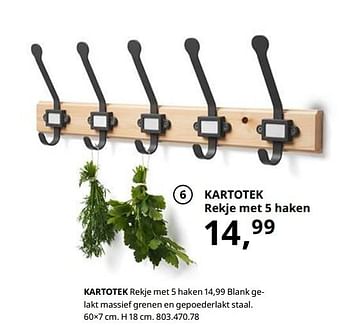 Promoties Kartotek rekje met 5 haken - Huismerk - Ikea - Geldig van 23/08/2019 tot 31/07/2020 bij Ikea