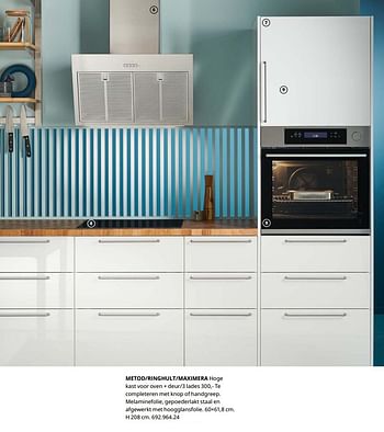 Promoties Metod-ringhult-maximera hoge kast voor oven + deur-3 lades - Huismerk - Ikea - Geldig van 23/08/2019 tot 31/07/2020 bij Ikea